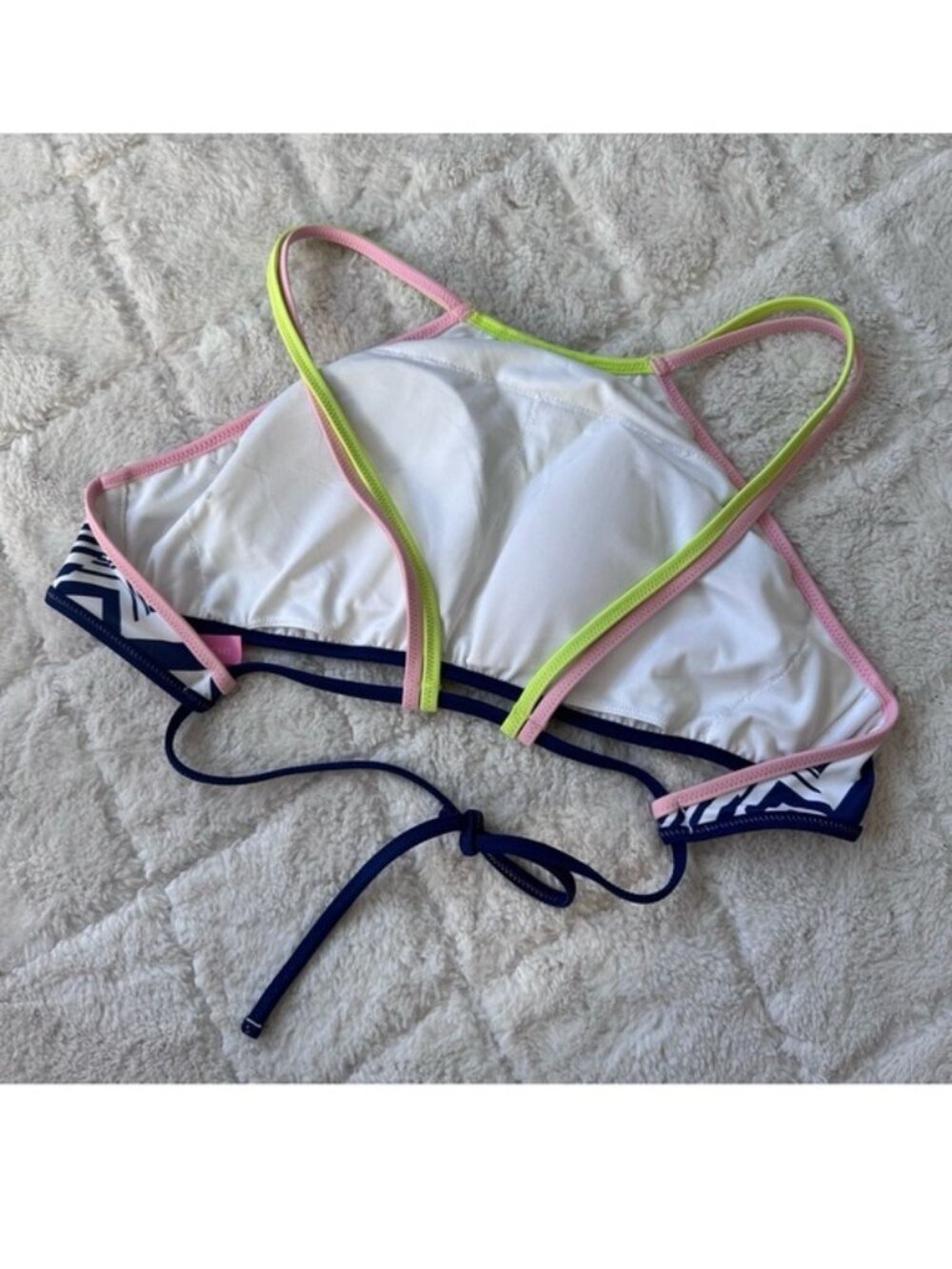 Victoria's Secret | Navy Chevron High Neck Strappy Bikini Top | Size Medium - Picture 5 of 10